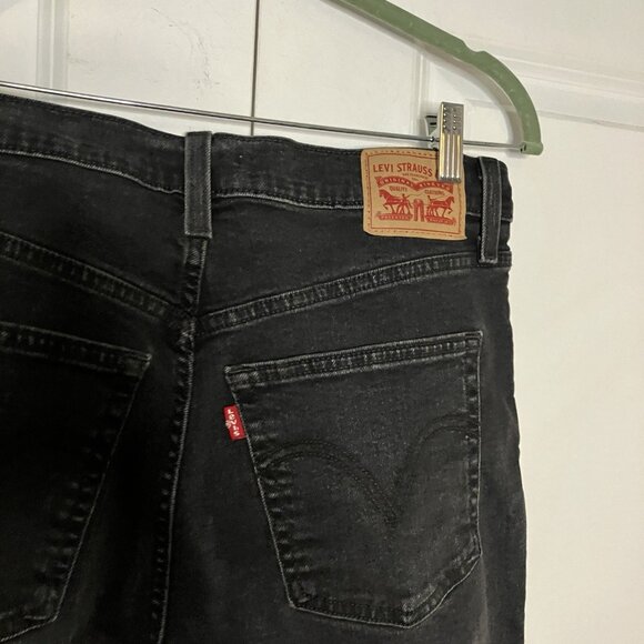 Levi’s Ribcage Bell Jeans Womens 31 Black Stretch Flared High Rise Waist Denim - Picture 5 of 15